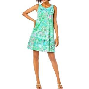 Lilly Pulitzer Kristen Dress Lilly Loves Palm Beach Pink Green Blue Swing XS